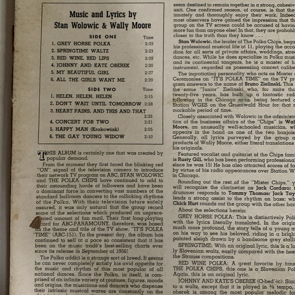 Record | Stan Wolowic and The Polka Chips | ABC-Paramount | Vintage Music - Picture 4 of 8